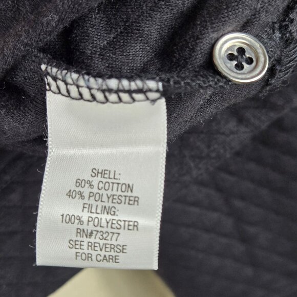 Croft & Barrow Size Petite XL Black Quilted Look Zip Front Jacket Button Pockets - Picture 10 of 12